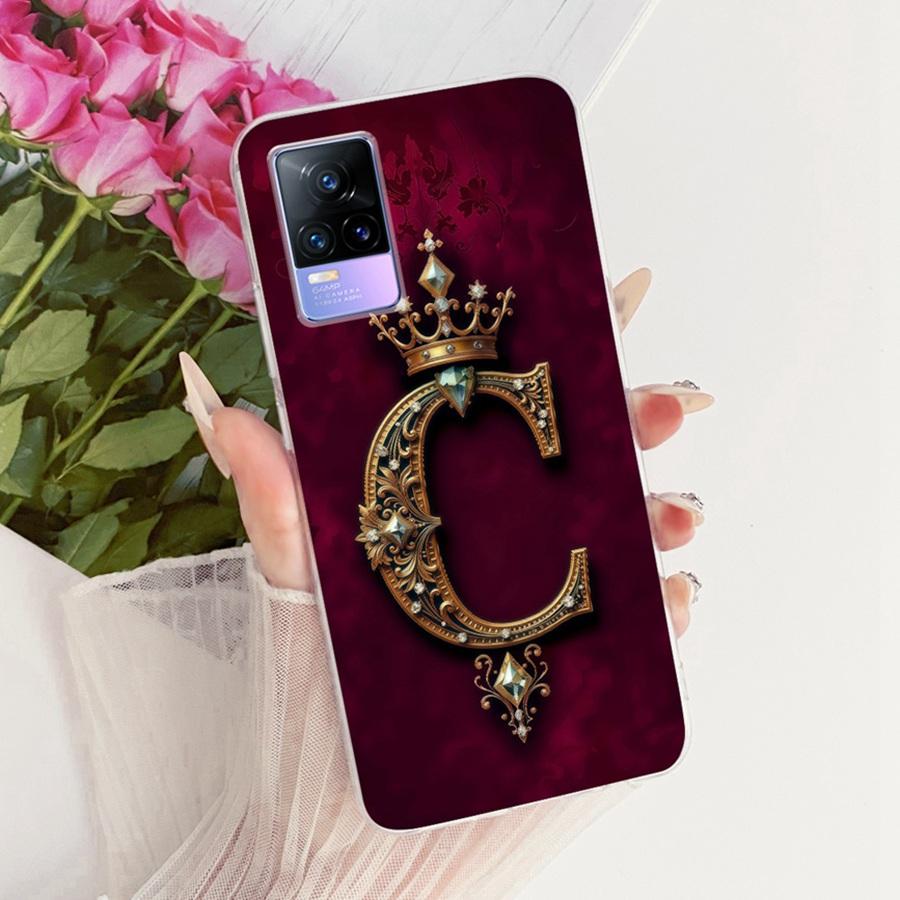 Для Vivo V21e V2061 Y73 2021 Чехол Буква Имени Силиконовый Защитный Мягкий Задний Чехол Для VivoV21e 5G Чехол V2055 Чехол для Телефона Funda