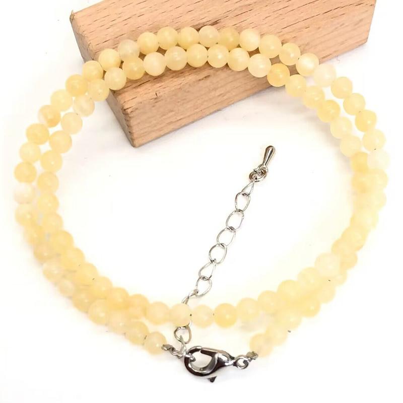 4mm Round Natural quartz Beads Necklace Natural Stone Lobster clasp 15inch Hand Made Neutral DIY Jewelry Making Women gift