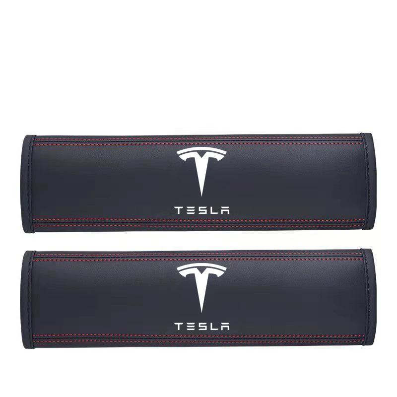 Автомобильная наклейка Tesla 2 шт. Кожаная накладка на ремень безопасности сиденья автомобиля для Tesla Model 3 Model S X Model Y Roadster Space