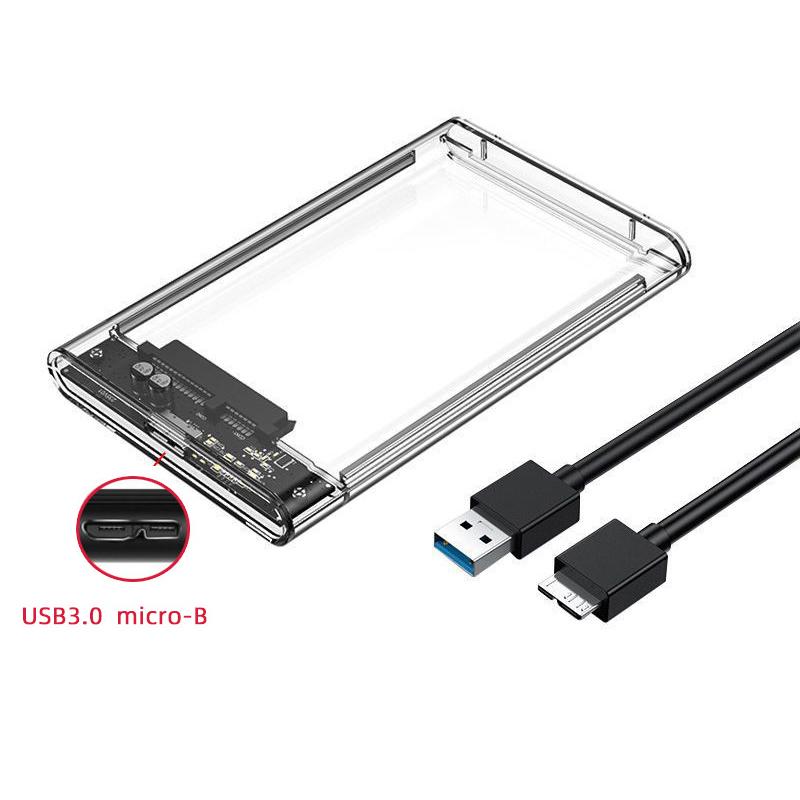 Прозрачный внешний корпус для 2,5-дюймового накопителя USB Type-C, корпус для HDD/SSD SATA-to-USB 5 Гбит/с, корпус для жесткого диска, поддержка для ПК, ноутбуков