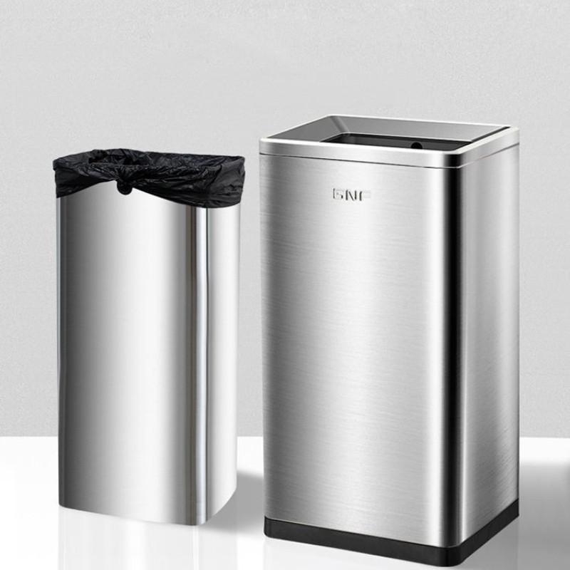 50 л Большая вместимость Нержавеющая сталь Мусорное ведро без крышки Коммерческое Общественное место Контейнер для мусора Офисный Контейнер для хранения мусора