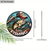 JIT 1pc 2D Flat Classic Fishing Sign Round Wooden Decorative Plaque & Statues, Summer Decor, Suitable for Home, Beach House, Garage, Man Cave - Ideal