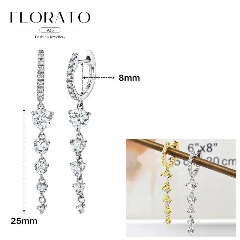 FLORATO серьги из стерлингового серебра 925 пробы серьги-цепочки с подвеской-кисточкой серьги с цирконием серебряные серьги для женщин тренд Роскошные свадебные украшения