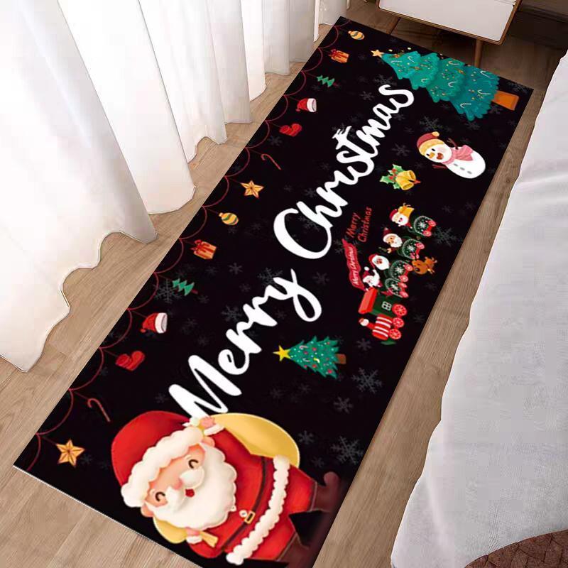 Christmas Decoration Bedroom Bedside Carpet Home Living Room Snowman Non-slip Foot Mats Christmas Party Lint-free Soft Rug Red