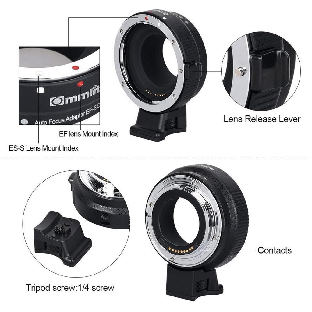 Адаптер крепления объектива Commlite, объектив с креплением EF на Canon с электронными контактами CM-EF-EOSM (Крепление Canon EF-M)