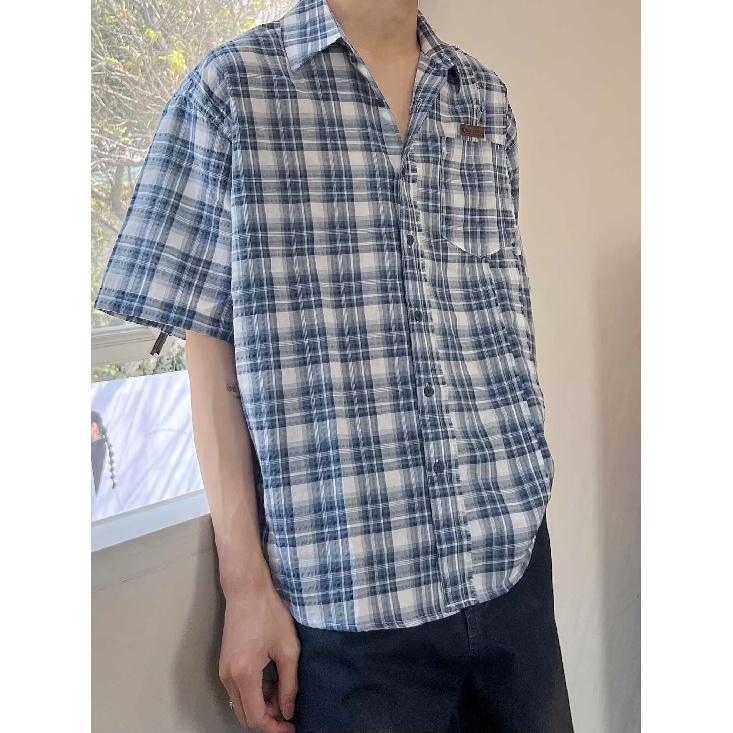 Мужская клетчатая рубашка с квадратным вырезом, молодежная мода, японский стиль, художественная мужская свободная рубашка, новая мода с длинными рукавами, осенний тренд, Харадзюку