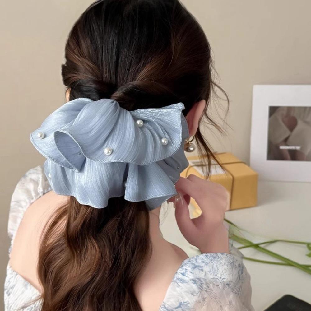 Cloth Elastic Scrunchies French Style Pearls Hair Rope Elegant Women Hair Scrunchies Women