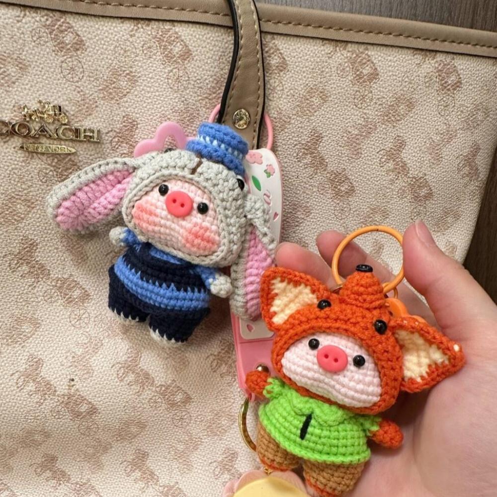 Ручная Вязаная Крючком Свинка - Игрушка из Мягкого Плюша в Теме Зайчика и Лисы, Снятие Стресса, Уникальный Подарок Для Детей и Коллекционеров