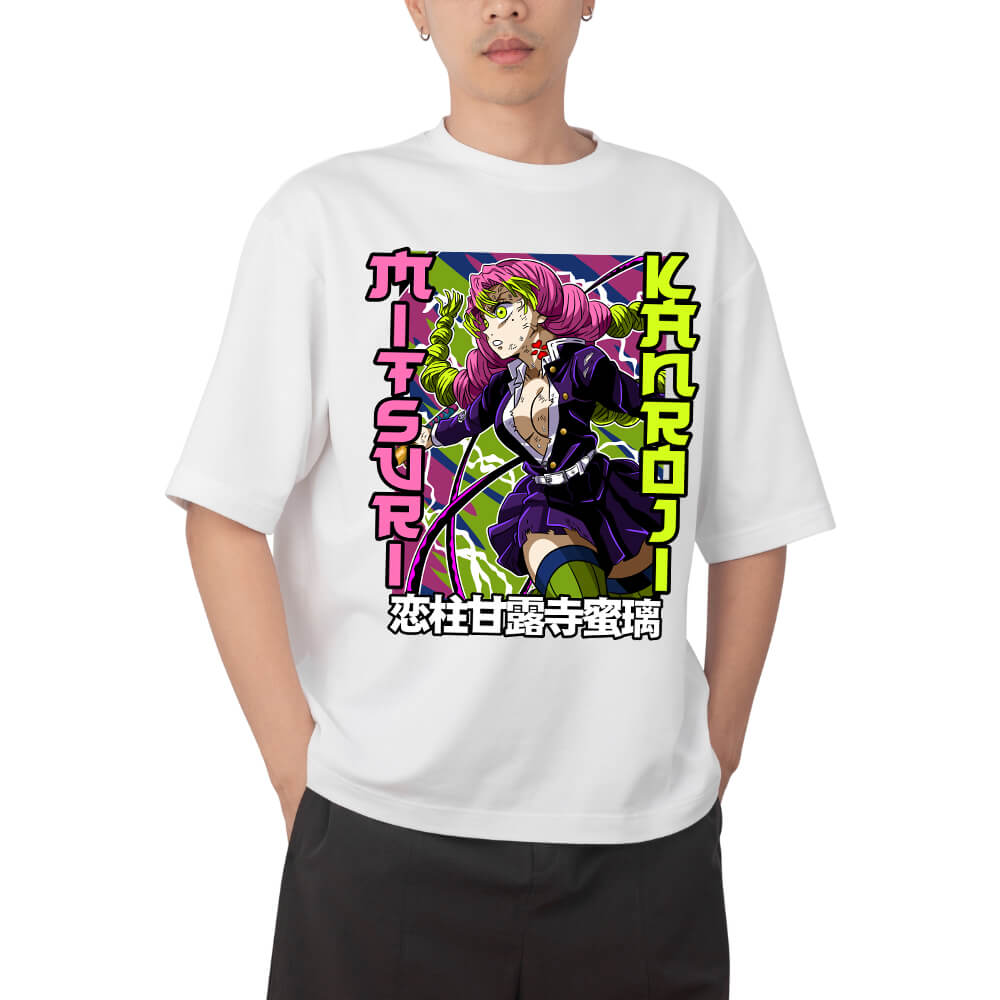 Demon Slayer Mitsuri Kanroji Love Hashira Anime Print T Shirt Men 2026 Summer Casual Streetwear Oversized Cotton Tees
