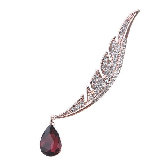 Женская брошь в форме пера, нержавеющий воротник, противоскользящая сумка, пальто, шляпа со стразами, шарф, украшение, одежда