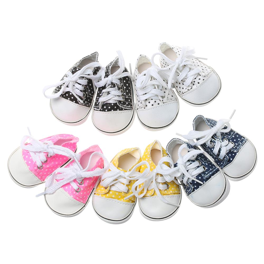 7cm Handmade Birthday Gifts 18 Inches Doll Wave point Shoes Doll Accessories Canvas Shoes Doll Shoes