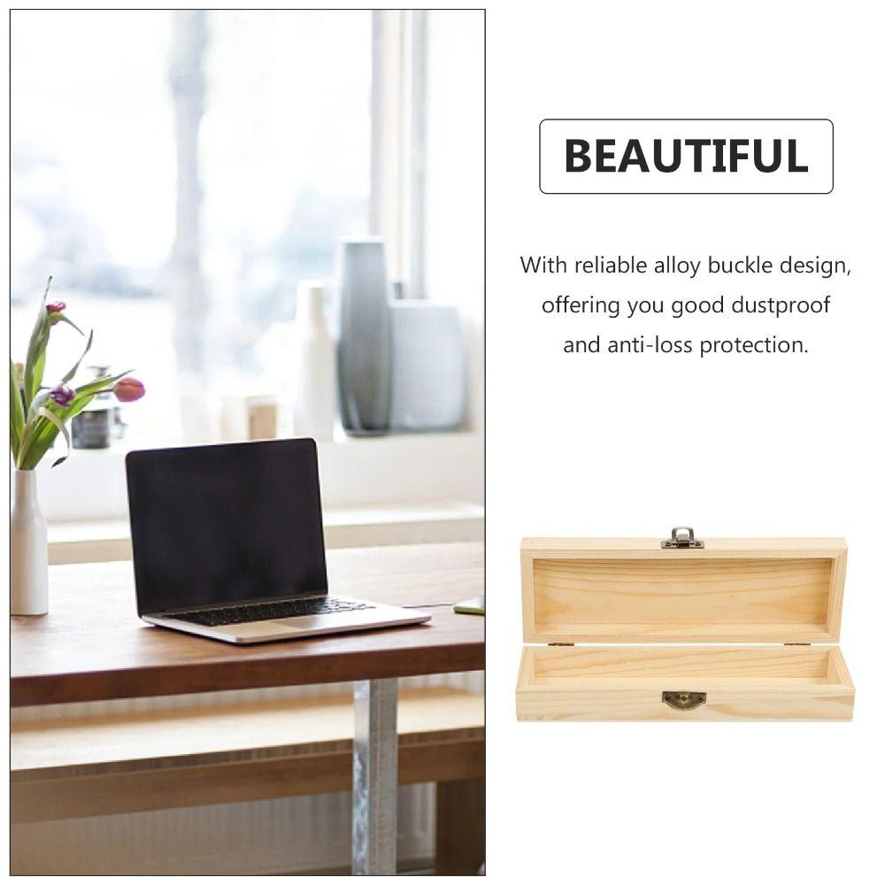 Прямоугольный деревянный пенал, неокрашенный деревянный ящик для хранения, канцелярский ящик, офис, спальня