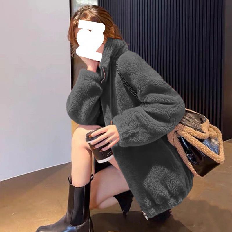 Женские модные зимние пальто с бархатом и утолщенным двусторонним бархатным воротником-стойкой, теплая толстовка для женщин, кардиган на молнии, флис для женщин