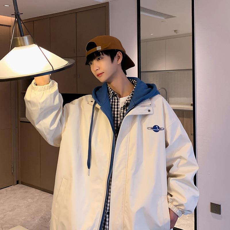 Поддельная мужская куртка из двух частей, весна и осень, свободная, красивая, студенческая, ветрозащитная, верхняя, зимняя куртка