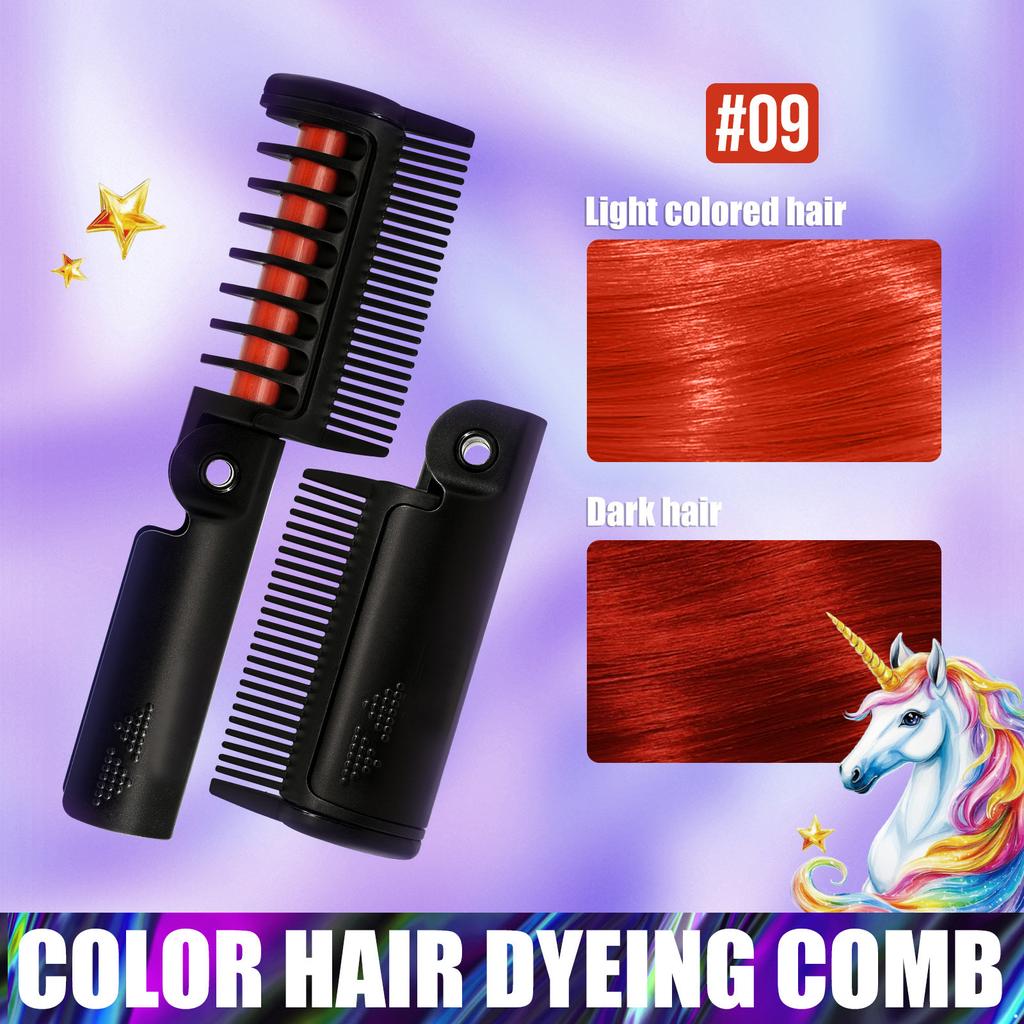 Temporary Hair Color Comb with Foldable Design for Quick Bright Hair Chalk Styling Non Toxic Washable Colorful Hairbrush for Adults Halloween Cosplay
