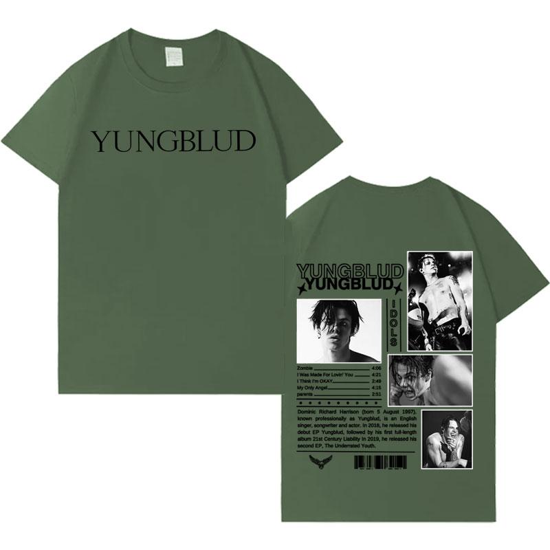 Singer Yungblud Album Print Tshrits Mens Casual Loose Pure Cotton High Quality T Shrit Aesthetic Crewneck Oversized Cozy Tshrit
