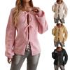 Women's Casual Loose Cardigan Lace-up Solid Color Sweater