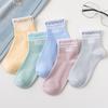5Pairs Women Cotton Socks Cute Print Princess Two-dimensional Fashion Socks Striped Plaid Ladies Spring Summer Socks