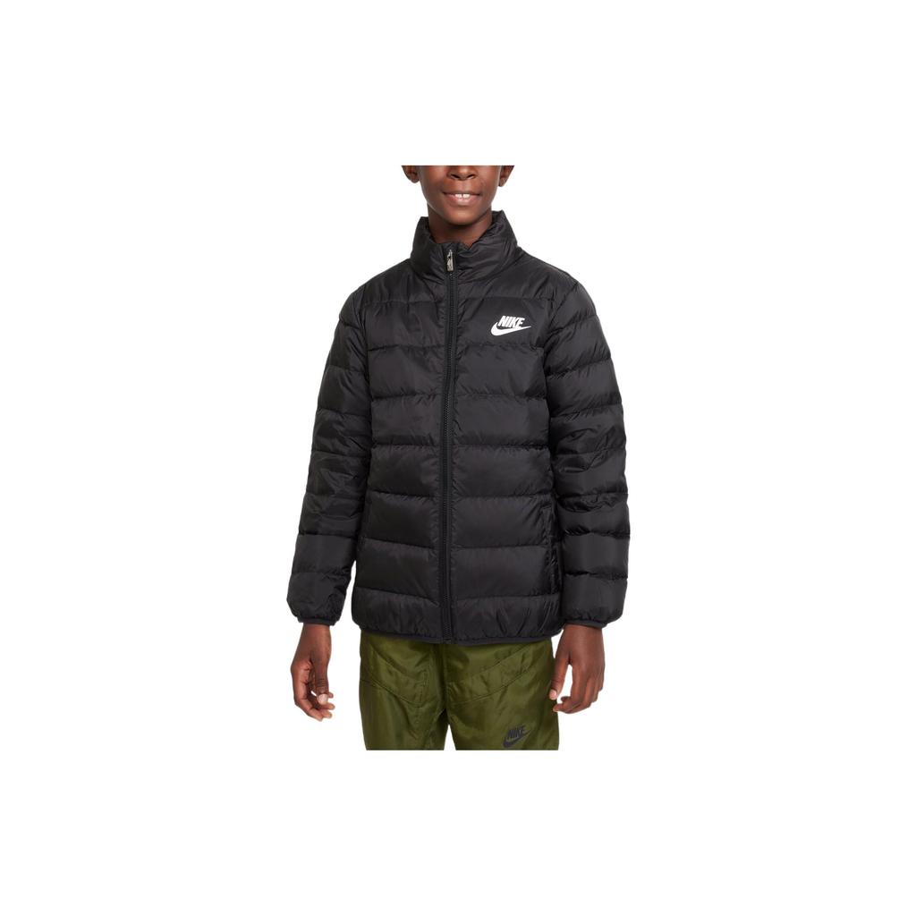 Nike Logo Printed Thickened Warm Stand Collar Down Jacket Kids Outerwear Black FB0533-010