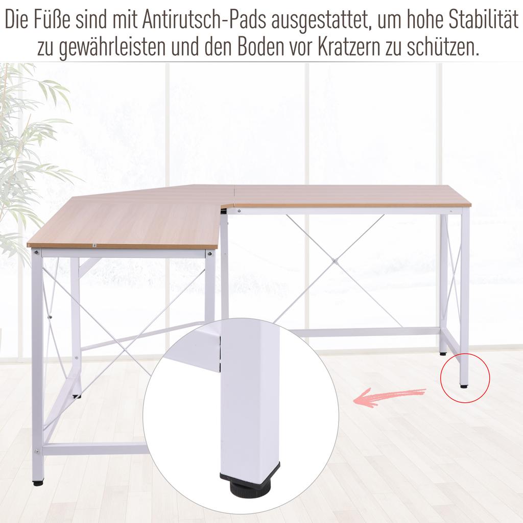 L-Shaped Corner Desk, Computer Desk for Home Office, Space-Saving Study Workstation, Easy to Assemble, 150 x 150 x 76cm, Oak