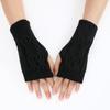 Warm Wool Fingerless Wrist Gloves Women Winter Knitted Half Finger Arm Cover Long Sleeve Gothic Crochet Twist Pattern Mittens
