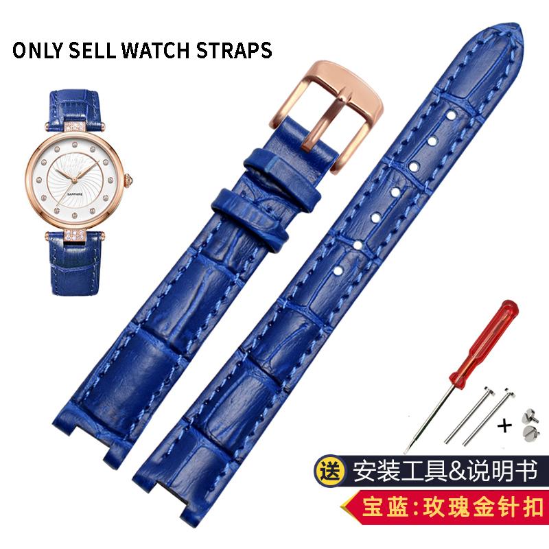 For Rossini 516752 616764 517784 5758G Notch Watch Chain Cowhide Leather Watchband Red Bracelet Men Women 14mm 16mm 18mm Strap