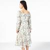 Maslan early spring fashionable and elegant pullover, waist cinched long sleeved, lightweight, medium to long printed dress