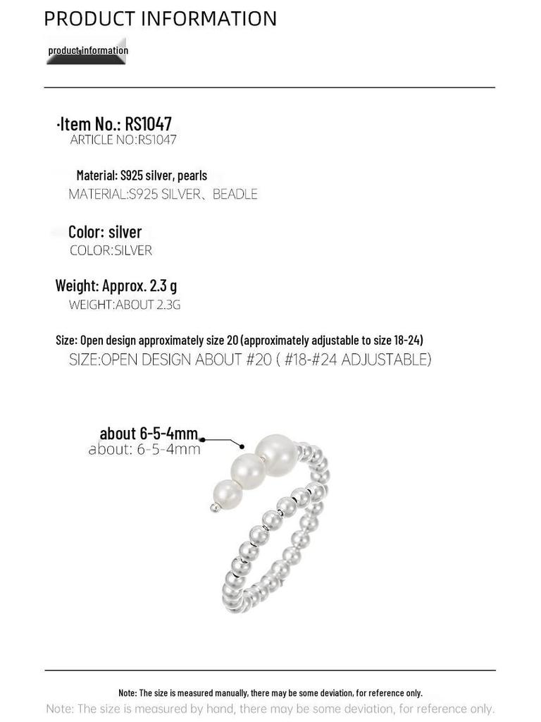 Регулируемое кольцо с жемчугом из серебра 925 пробы Banyan Tree для женщин