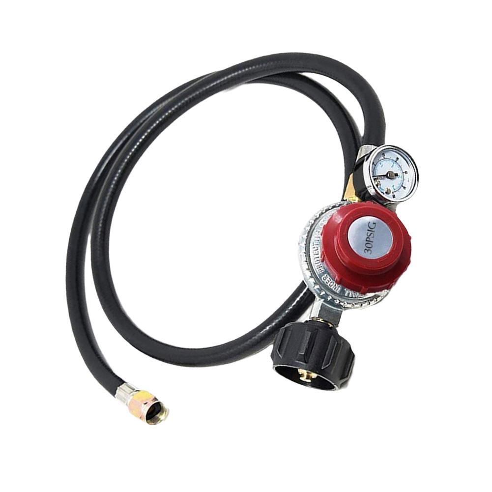Регулируемый пропан-регулятор 0-30 PSI с шлангом 4 фута и манометром для аксессуара газовой плиты, гриля-барбекю, фритюрницы, горелки
