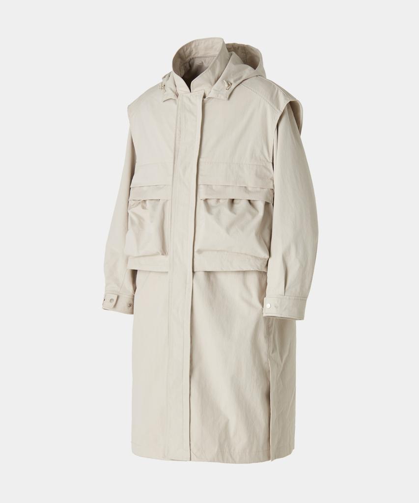 Coor Convertible Layered Hooded Coat (Sand Beige)