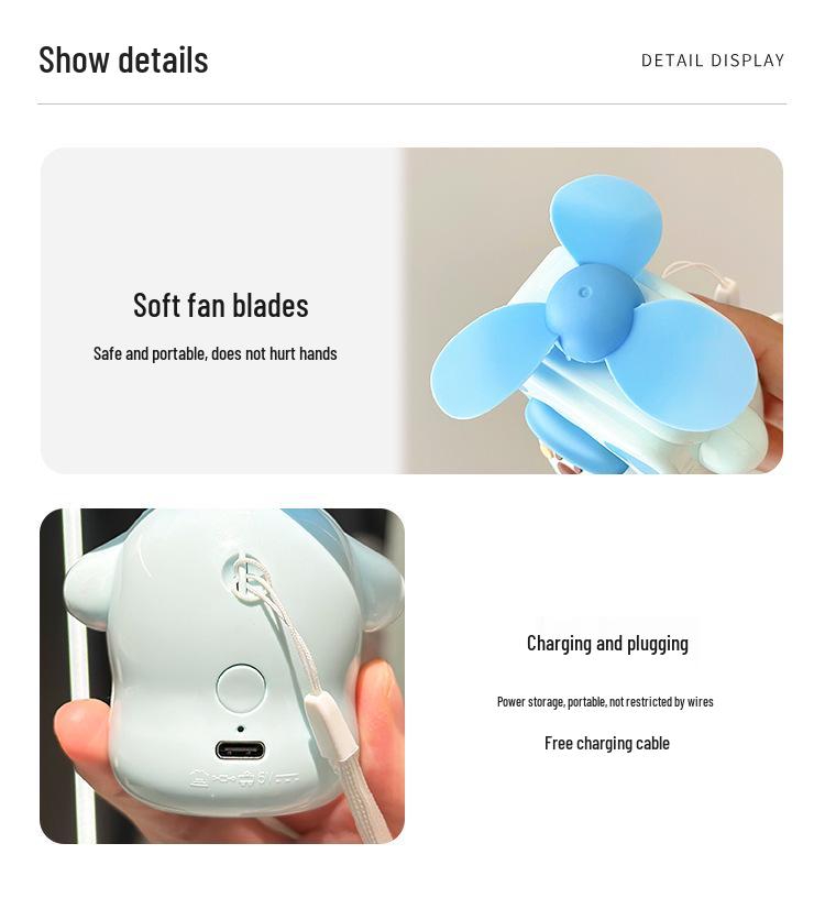Cheeky Cartoon Handheld Mini Fan - Safe Soft Airflow, Portable Summer Cooling for Kids