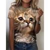 Women's 3d Dogs Cat Print T Shirt Fashion Tops Harujuku Oversized Summer O-Neck Top Female Clothing