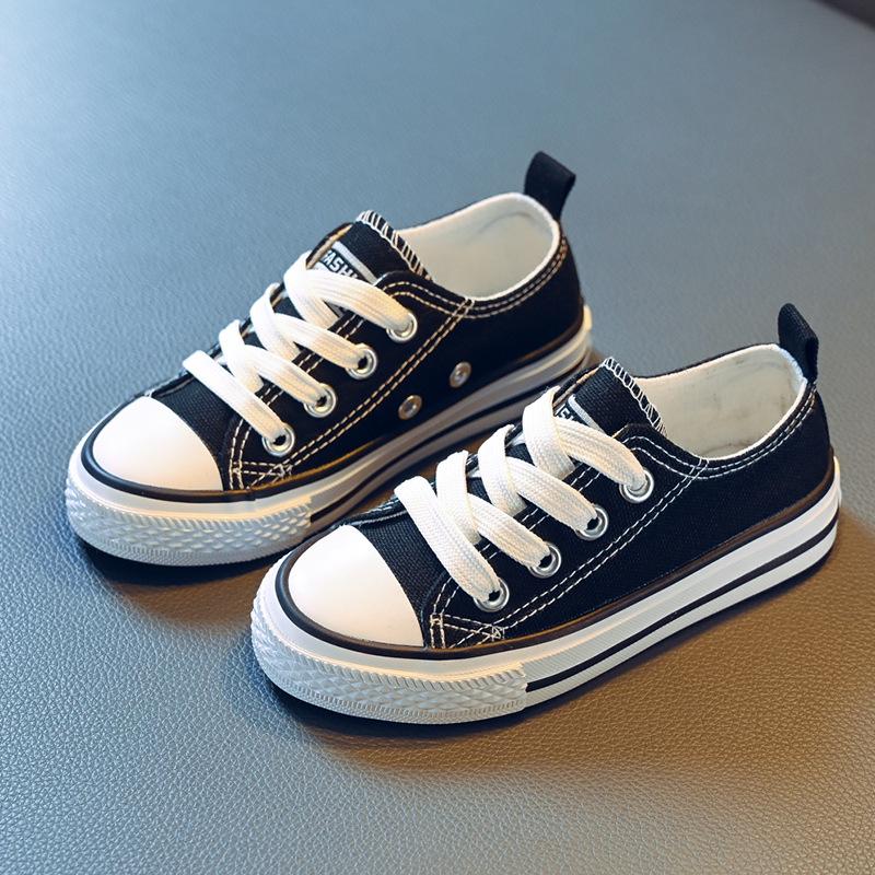 Children's Low-Top Lace-Up Canvas Sneakers - 2024 Spring Collection, Candy Colors, Parent-Child Shoes for Boys and Girls