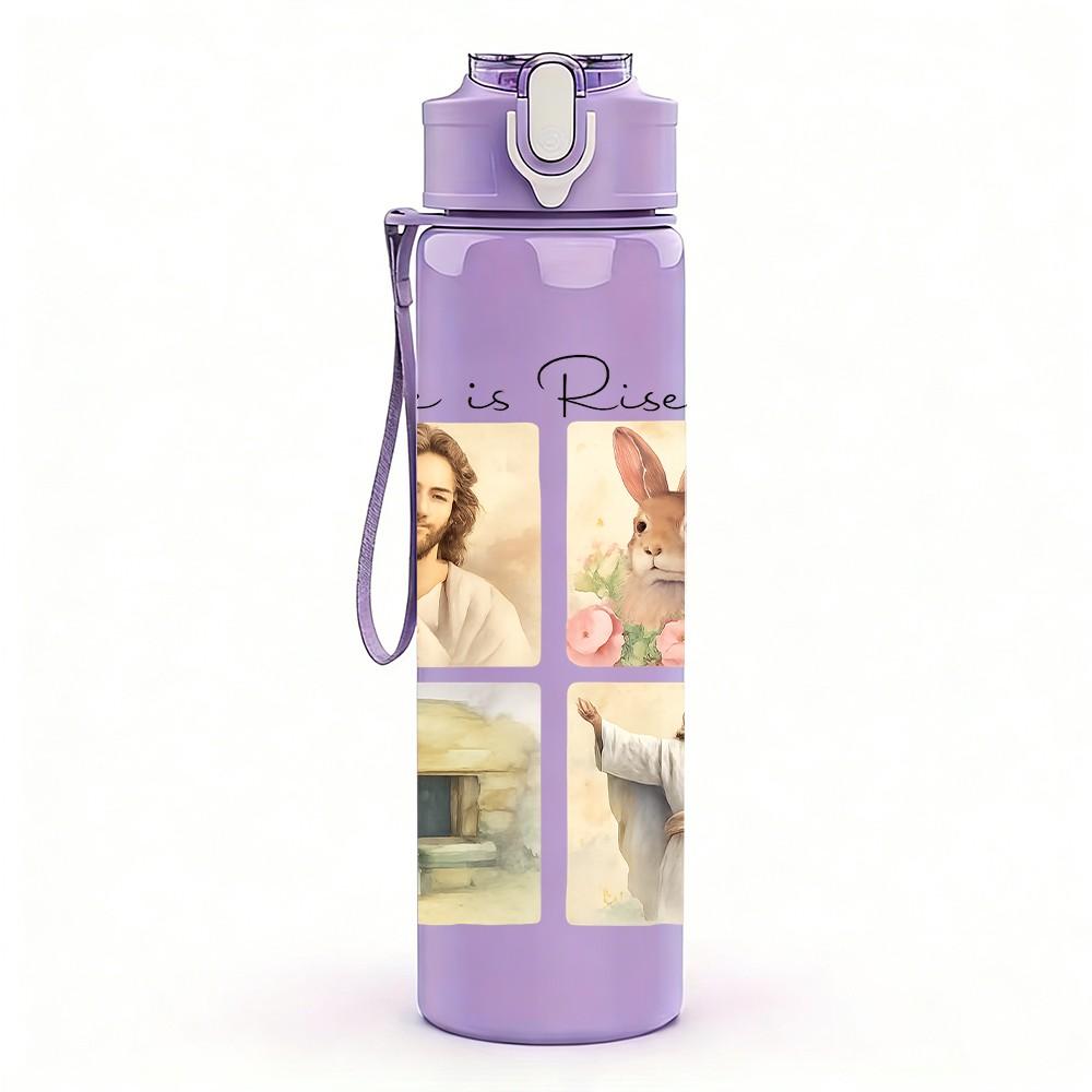 1PC Hello Bunny Photo Frame 750ml Color Plastic Sports Water Bottle Leakproof Flip Straw Lid Suitable for Sports Office Home Use