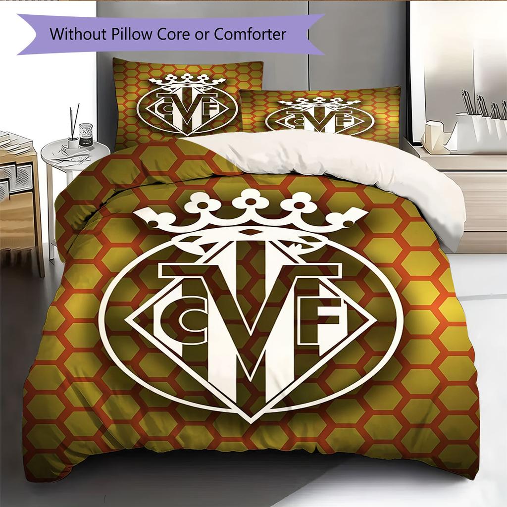 Villarreal logo Bedding Quilt Set Quilt Cover Pillowcase Home Decoration Birthday Gift (1 * duvet cover + 2 * pillowcase, without core)