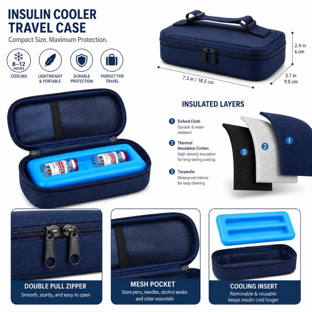 Insulated Material Insulin Cooler Bag Cold Storage Design Medicine Travel Bag For Traveling