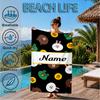 Custom Name Cute Cartoon Brown Bear Beach Towel Microfiber Beach Towel, Lightweight and Quick-Dry, for Summer Travel, Swimming Pool Gift
