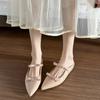 W3382-2 туфли-лодочки с острым носком и неглубоким вырезом, женские, 2025 новая летняя универсальная юбка Мэри Джейн, полусабо