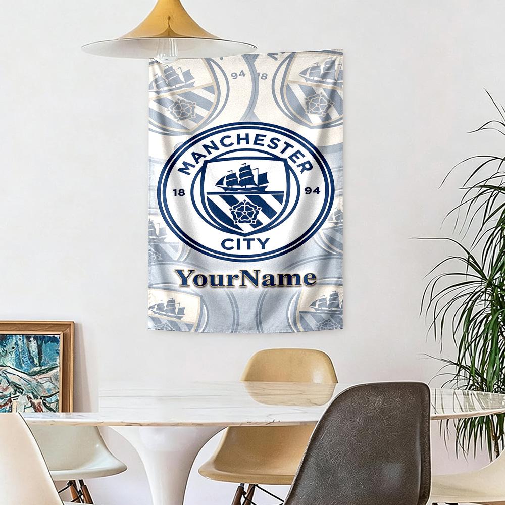 Manchester City Custom Your Name Wall Decor Tapestry Art For Pet Memorial Birthdaywedding Party Backdrop Family Gift