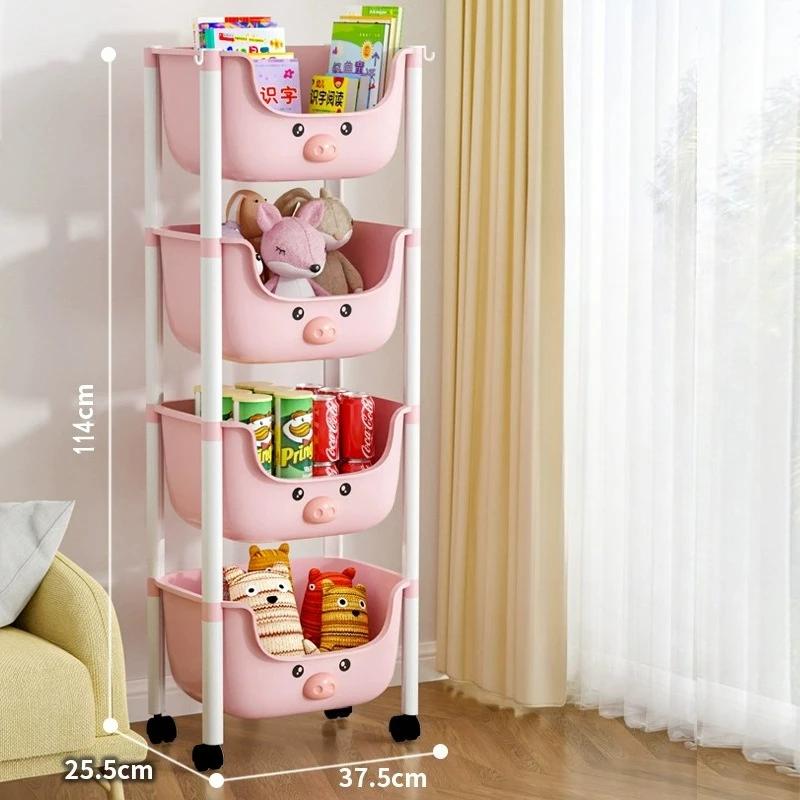 Тележка для хранения закусок Мультяшная стойка для хранения Стойка для хранения игрушек Удобная стойка для хранения книг Передвижная простая тележка для хранения Домашнее хранение