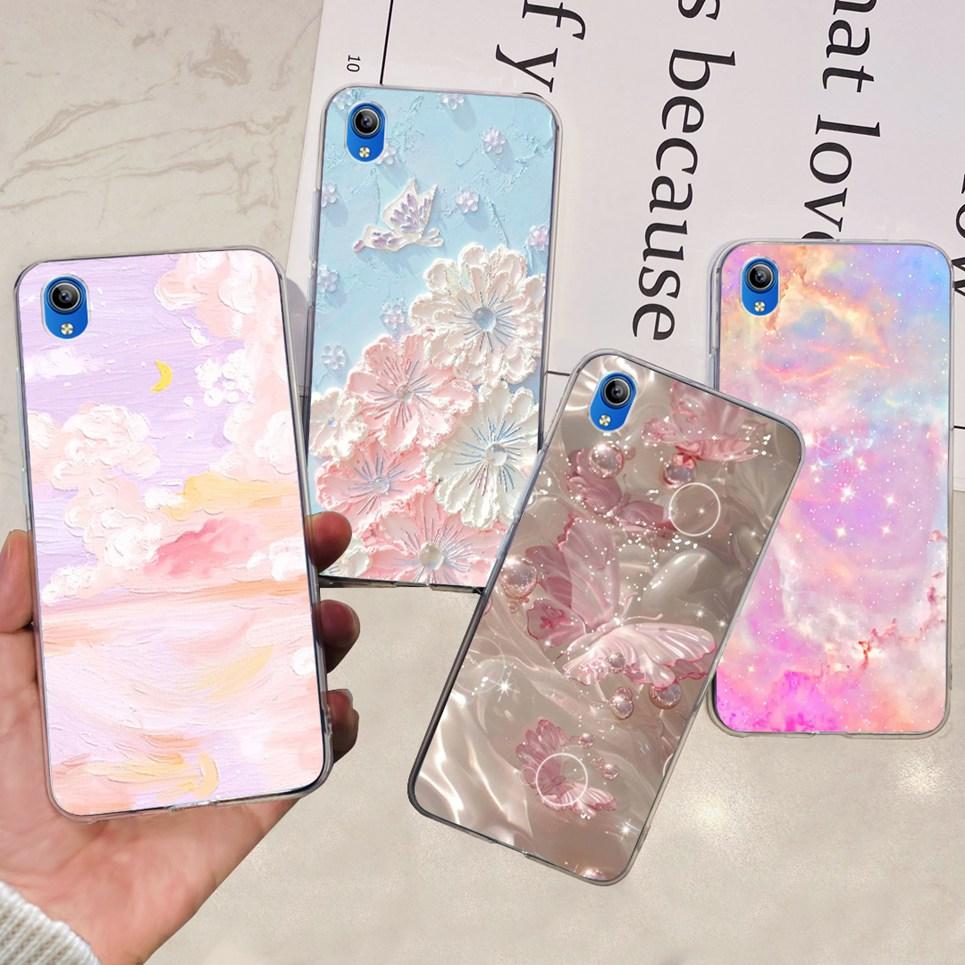 For Vivo Y1s 2020 1929 Back Case Vivo Y91c Y90 1820 1823 Y91i India Soft Silicone Matte Bumper Flower Butterfly Print Coque Capa