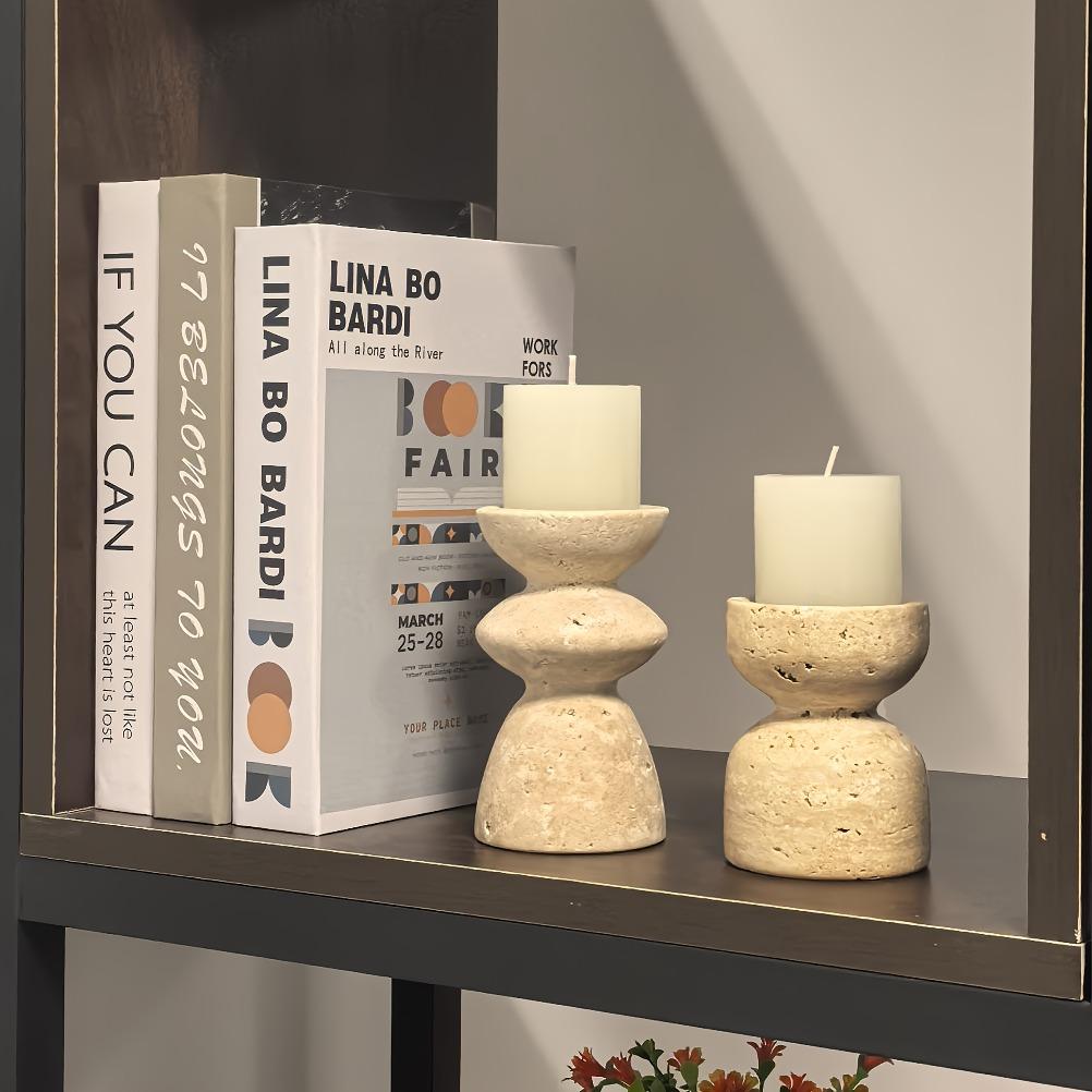 Vintage Marble Candle Holder Cave Stone Candle Holders Living Room Desktop Craft Cup Shaped Candle Holder Home Decoration