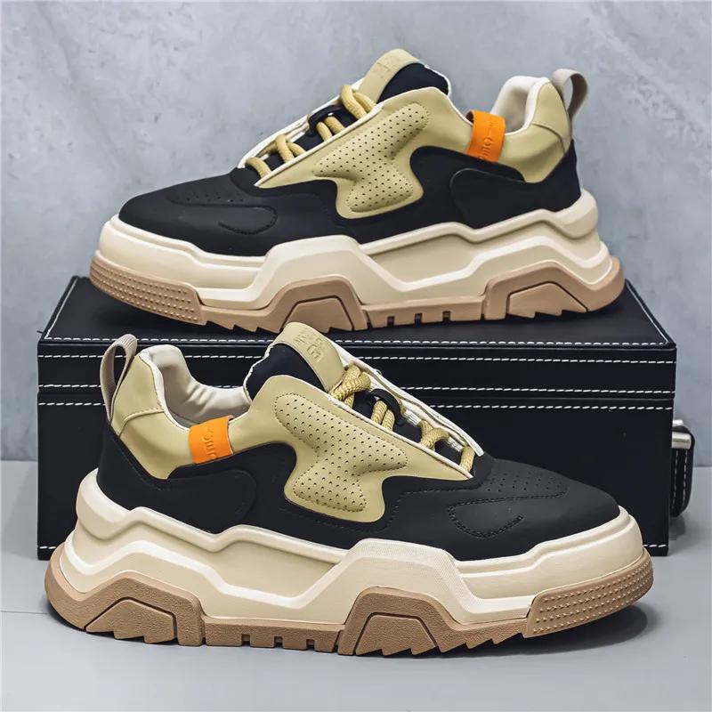 Массивные кроссовки мужские дизайнерские кроссовки модные повседневные из микрофибры кожа дышащие высокие туфли на плоской платформе белые туфли