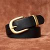 2.8Cm Wide Belt Women'S Fashion Simple And Versatile First Layer Cowhide Trend Copper Buckle Leather Pin Buckle Belt Women'S