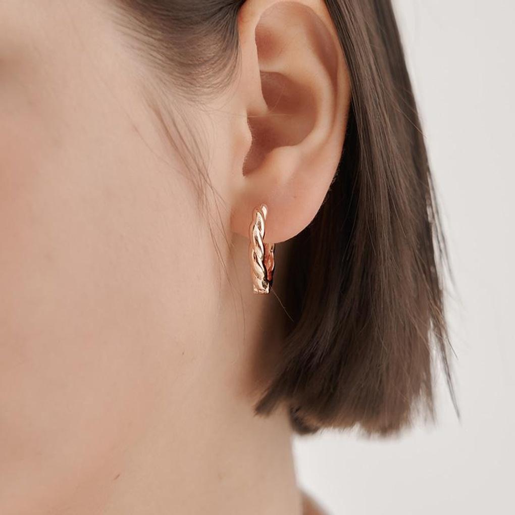 [ELLE Jewelry] Серьги-кольца из 14-каратного золотого покрытия, витые, с замком-защелкой, ELGPEE557