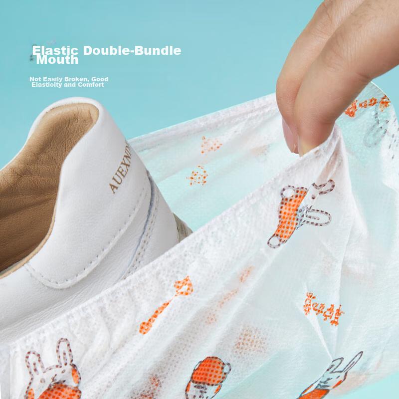 YOUAO Disposable Shoe Covers, 100-Pack, Thick Non-Woven Cartoon Shoe Covers, Wear-Resistant, Non-Slip, One-Size Universal Fit