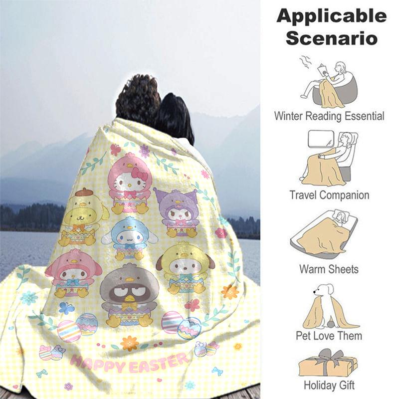 1pc Festive Celebration Sanrio Characters Blanket, Soft Throw for Home Decor, Gift Idea, All Seasons Use, Living Room, Travel, Camping, Car Blankets,