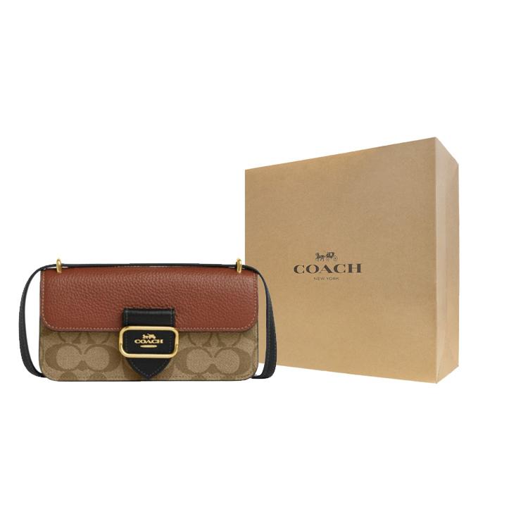 COACH Morgan Cow Leather With Artificial Leather Shoulder Bag, Crossbody Bag Small Womens Khaki Red Brown Black