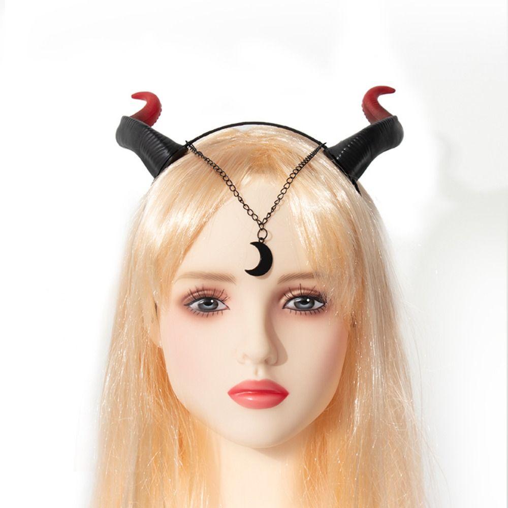 Black Red Devil Horn Headband Headwear Halloween Hair Band Trendy Demon Hair Hoop  Kids