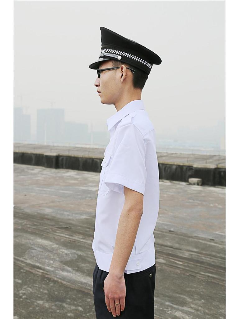 Summer Short-Sleeve White Security Uniform Shirt for Community Gatekeepers and Hotel Staff
